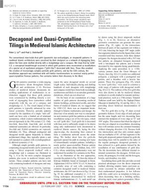 Decagonal and Quasi-Crystalline Tilings in Medieval Islamic Architecture