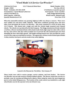 "Ford Model AA Service Car/Wrecker"
