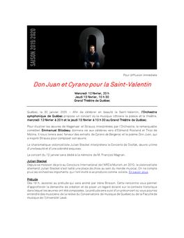 Don Juan Et Cyrano Pour La Saint-Valentin