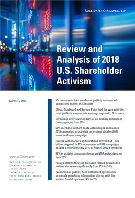 Review and Analysis of 2018 U.S. Shareholder Activism