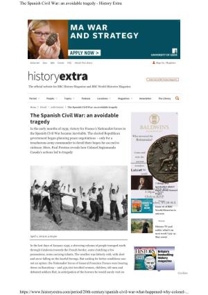 The Spanish Civil War: an Avoidable Tragedy - History Extra