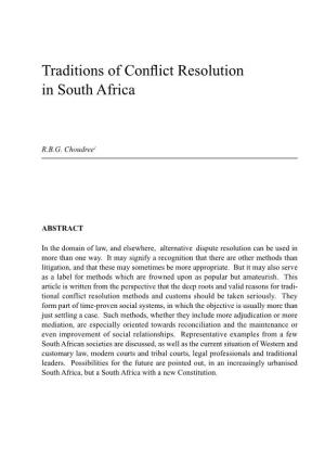 Traditions of Conflict Resolution in South Africa