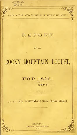 Report on the Rocky Mountain Locust for 1876