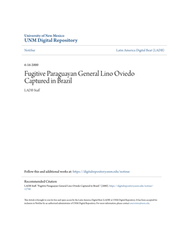 Fugitive Paraguayan General Lino Oviedo Captured in Brazil LADB Staff