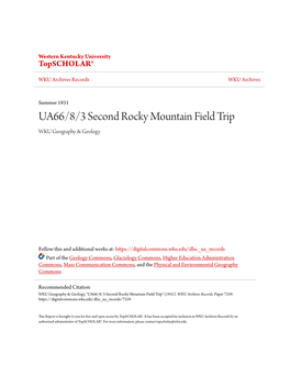 UA66/8/3 Second Rocky Mountain Field Trip WKU Geography & Geology