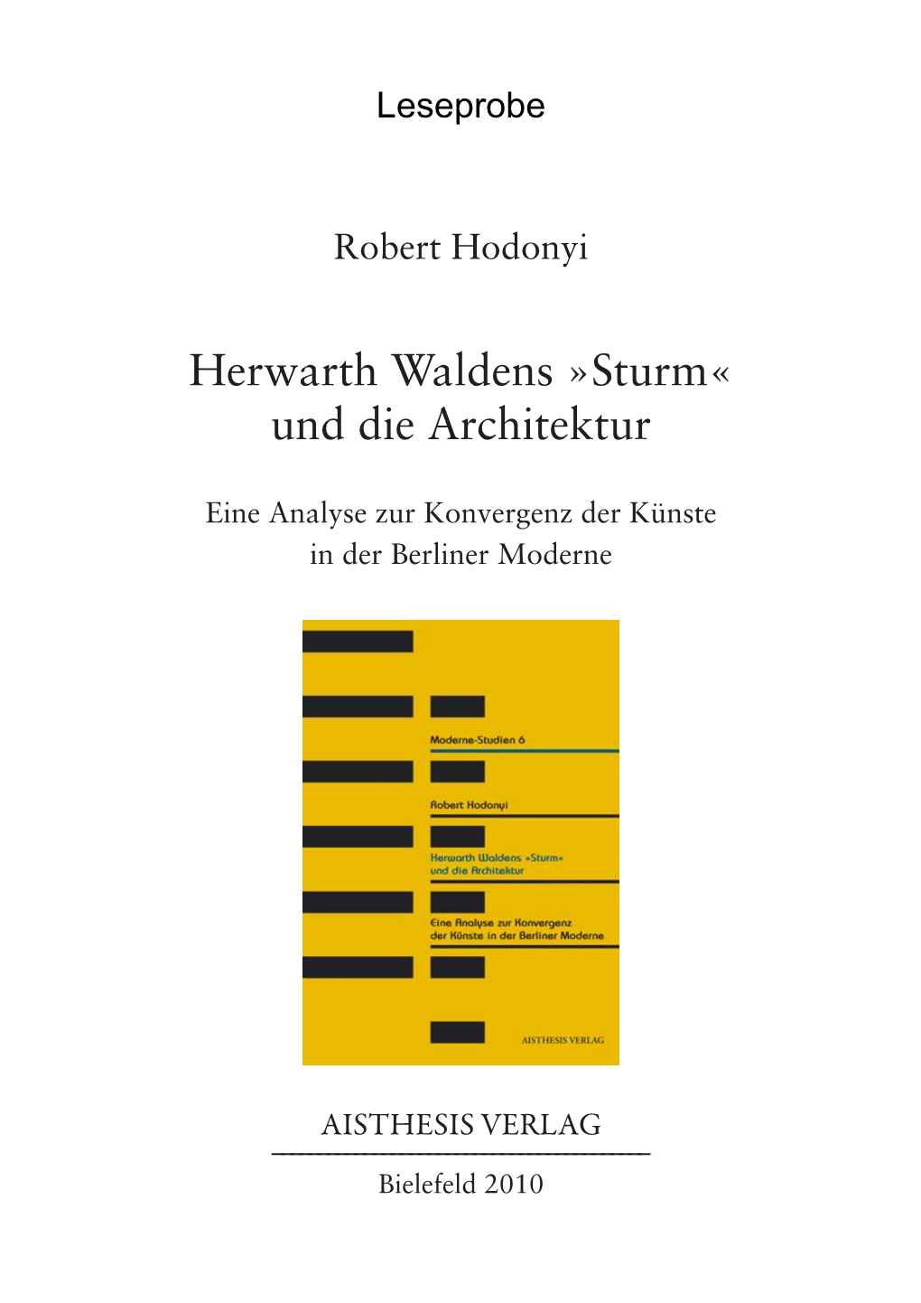 Herwarth Waldens »Sturm« Und Die Architektur