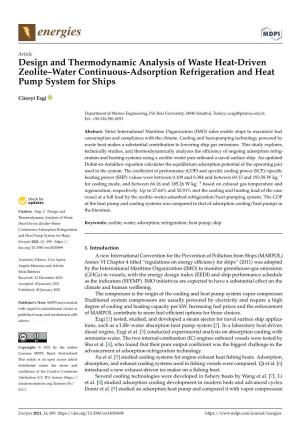 Design and Thermodynamic Analysis of Waste Heat-Driven Zeolite–Water Continuous-Adsorption Refrigeration and Heat Pump System for Ships