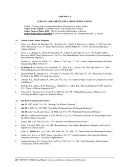 A-1 NOAO FY 2002 Annual Report: Science and Science Education Publications 10