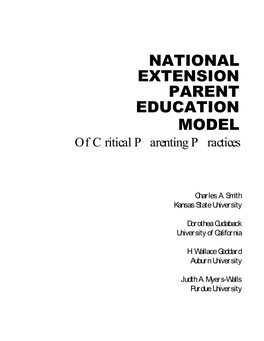 NATIONAL EXTENSION PARENT EDUCATION MODEL of Critical Parenting Practices
