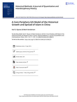 A Core-Periphery GIS Model of the Historical Growth and Spread of Islam in China