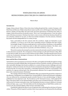 When Jesus Was an Aryan: Rediscovering Jesus the Jew in Christian Education