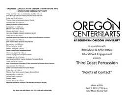 Third Coast Percussion Saturday, April 30 at 7:30 P.M