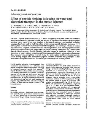 Effect of Peptide Histidine Isoleucine on Water and Electrolyte Transport in the Human Jejunum