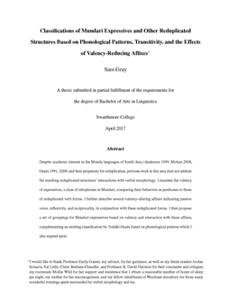 Classifications of Mundari Expressives and Other Reduplicated Structures