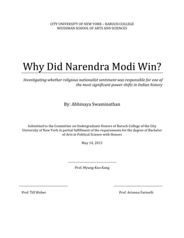 Why Did Narendra Modi Win?