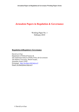Regulation and Regulatory Governance