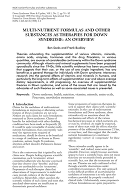 Down Syndrome News and Update Volume 1 Number 2 Pages 70-83