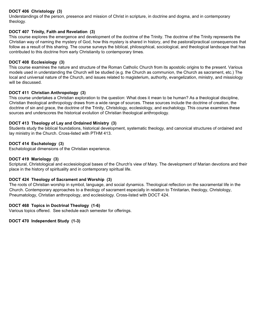 DOCT 406 Christology (3) Understandings of the Person, Presence and Mission of Christ in Scripture, in Doctrine and Dogma, and in Contemporary Theology