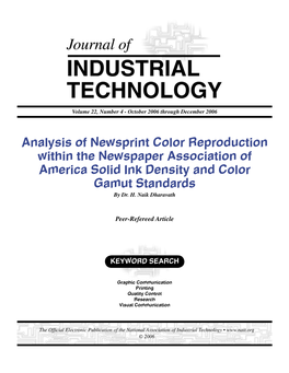 Analysis of Newsprint Color Reproduction Within the Newspaper Association of America Solid Ink Density and Color Gamut Standards by Dr