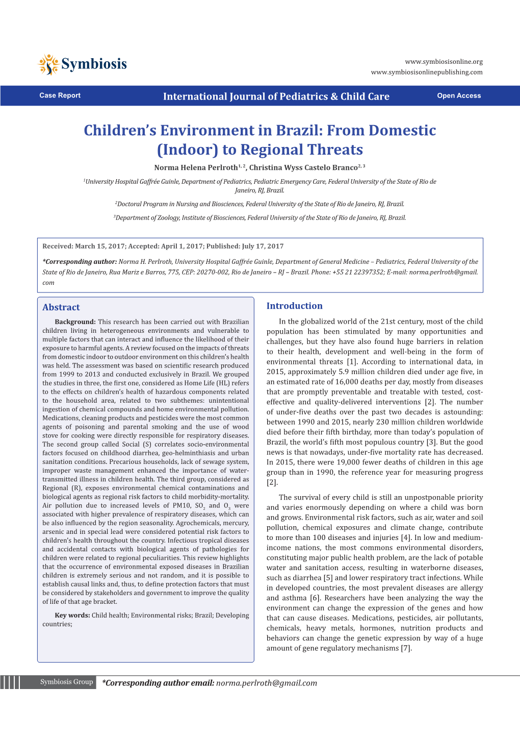 Children's Environment in Brazil: from Domestic (Indoor)