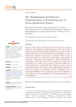 The Morphological and Molecular Characterization of Trichoderma Spp