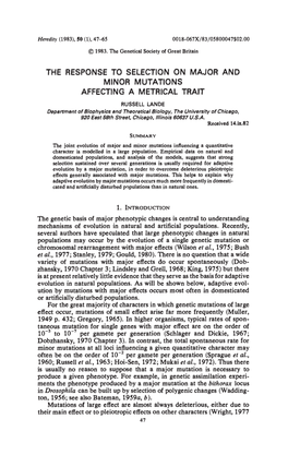 Minor Mutations Affecting a Metrical Trait