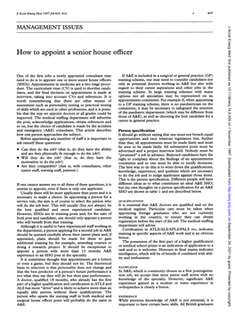 How to Appoint a Senior House Officer