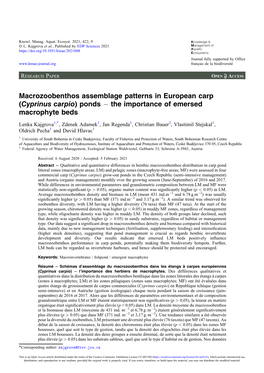 (Cyprinus Carpio) Ponds − the Importance of Emersed Macrophyte