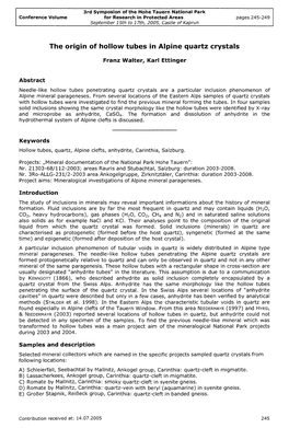 The Origin of Hollow Tubes in Alpine Quartz Crystals