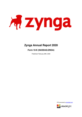 Zynga Annual Report 2020