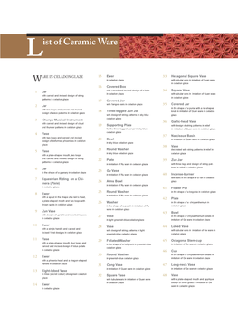 List of Ceramic Ware