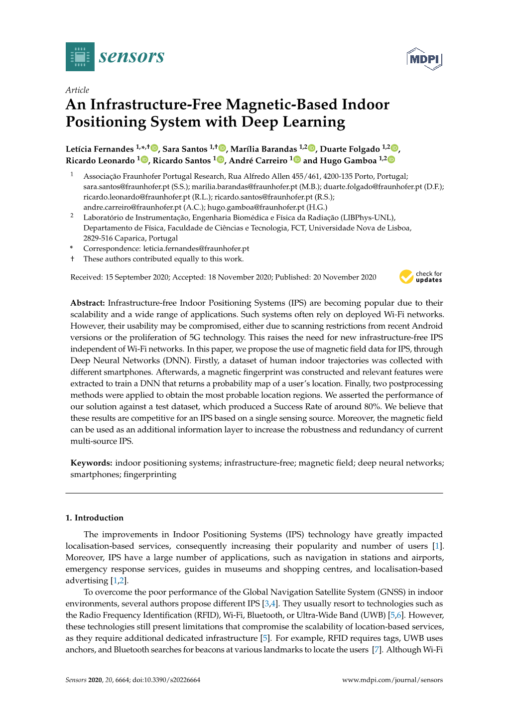 An Infrastructure-Free Magnetic-Based Indoor Positioning System with Deep Learning