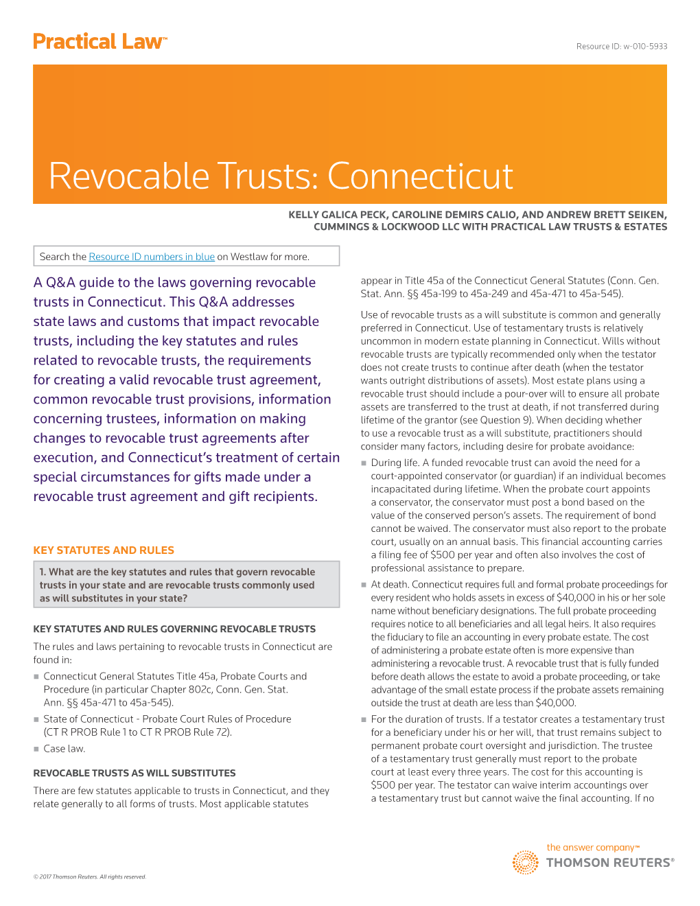 Revocable Trusts: Connecticut