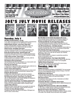 Joe's July Movie Releases