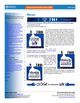 Global Immunization News (GIN) March 2015