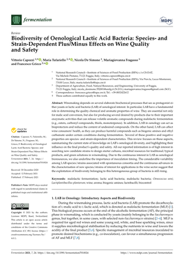 Biodiversity of Oenological Lactic Acid Bacteria: Species- and Strain-Dependent Plus/Minus Effects on Wine Quality and Safety