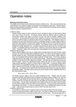 Operation Notes : Transistors