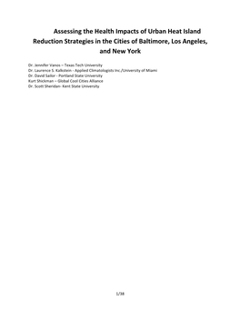 Assessing the Health Impacts of Urban Heat Island Reduction Strategies in the Cities of Baltimore, Los Angeles, and New York