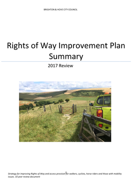 Rights of Way Improvement Plan Summary 2017 Review
