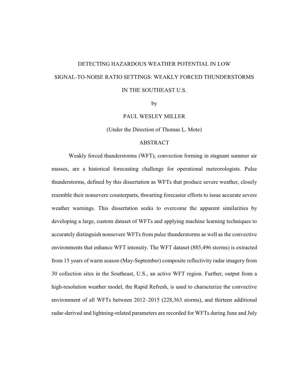 Detecting Hazardous Weather Potential in Low