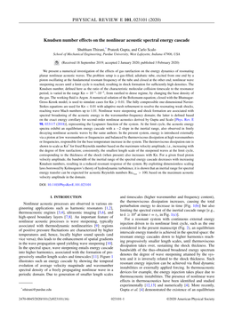 (2020) Knudsen Number Effects on the Nonlinear Acoustic Spectral Energy