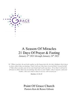 A Season of Miracles 21 Days of Prayer & Fasting