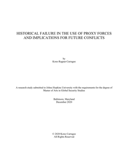 Historical Failure in the Use of Proxy Forces and Implications for Future Conflicts
