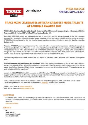 Trace Mziki Celebrates African Greatest Music Talents at Afrimma Awards 2017