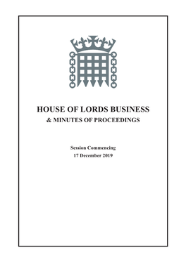 House of Lords Business & Minutes of Proceedings
