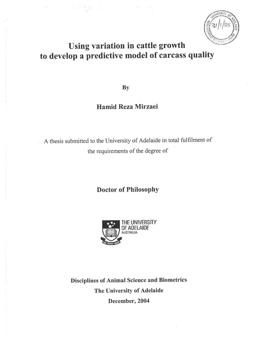 Using Variation in Cattle Growth to Develop a Predictive Model Of