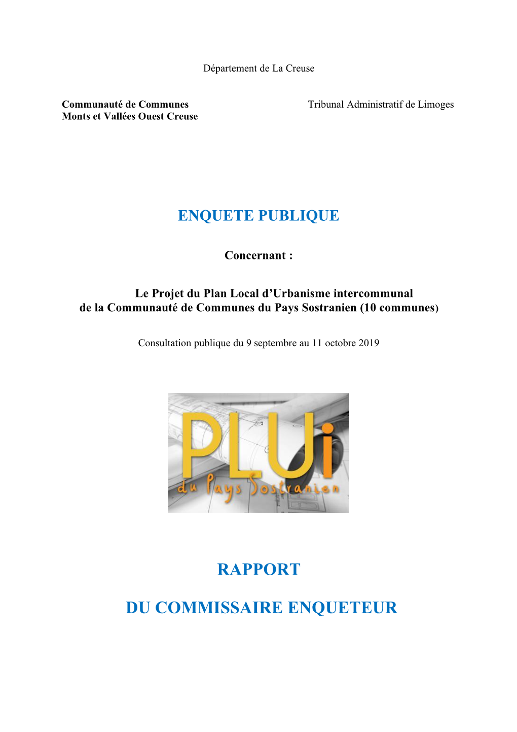 Rapport Du Commissaire Enqueteur