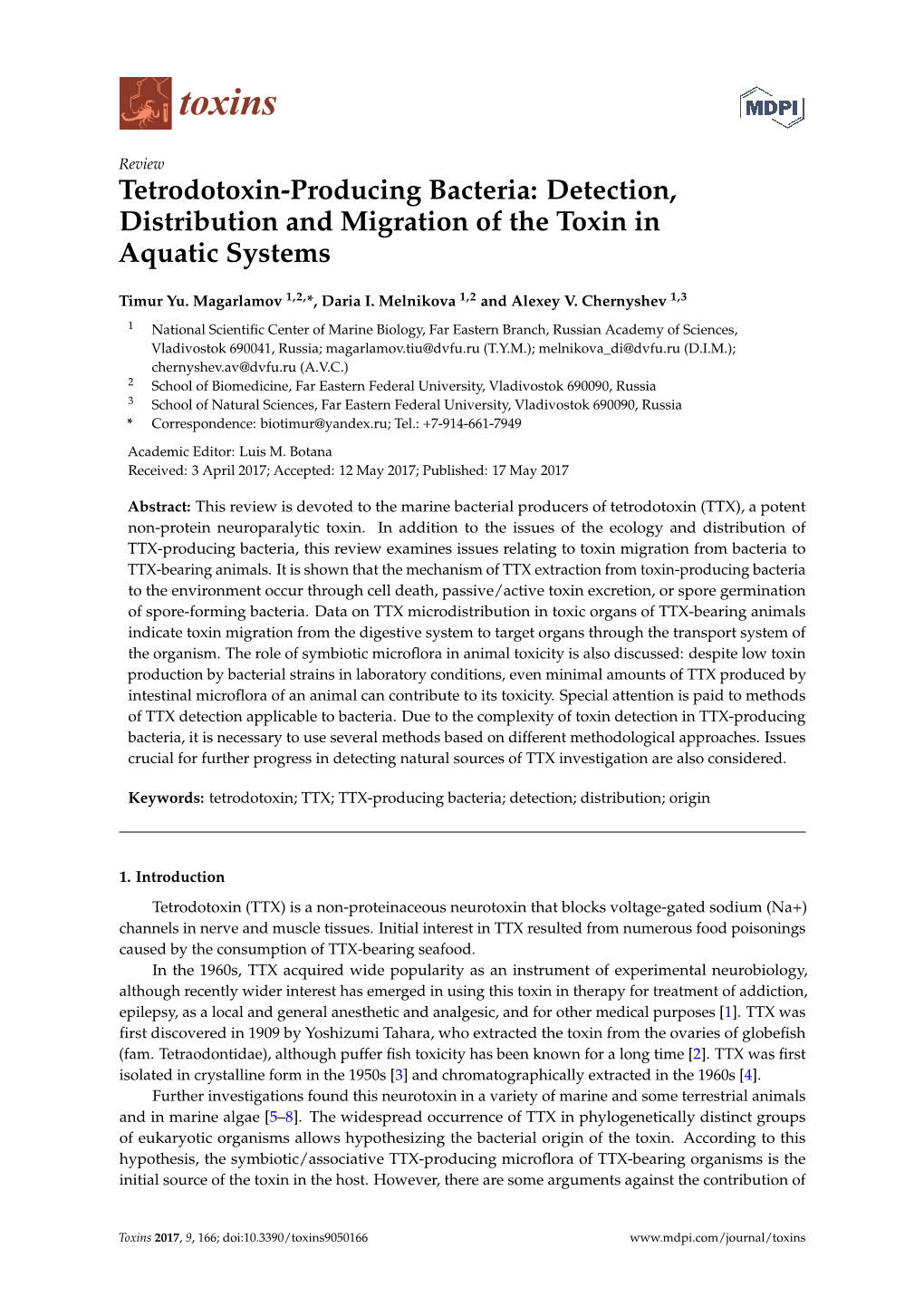 Detection, Distribution and Migration of the Toxin in Aquatic Systems