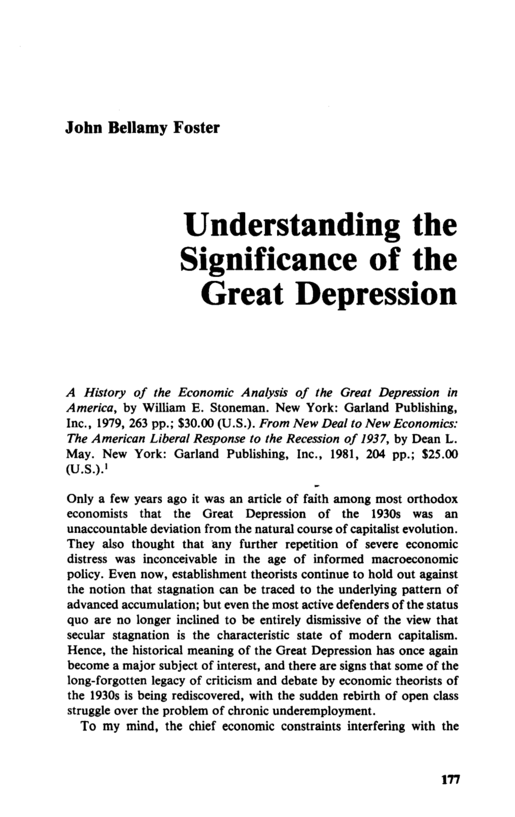 Understanding the Significance of the Great Depression