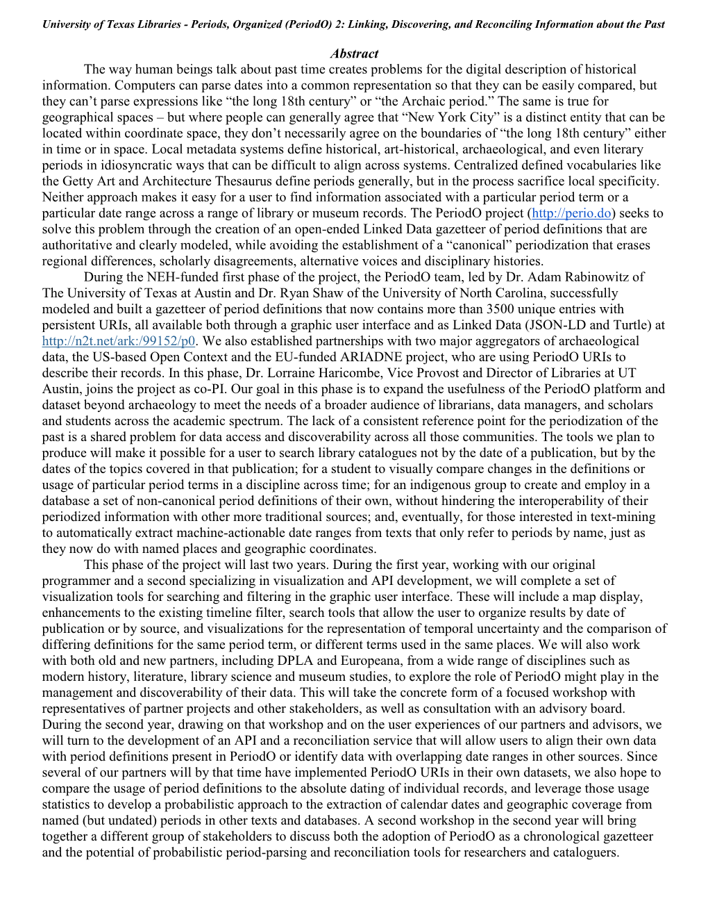 Abstract the Way Human Beings Talk About Past Time Creates Problems for the Digital Description of Historical Information